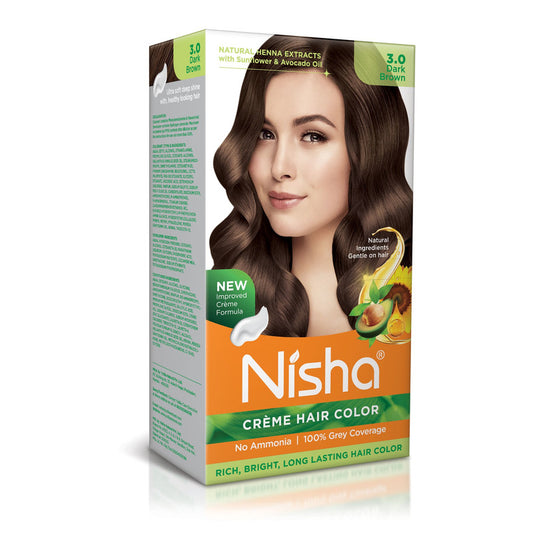 Nisha Creme Hair Color for Women and Men - Dark Brown, 120gm, Long-lasting, 100% Grey Coverage Permanent Hair Colour-0