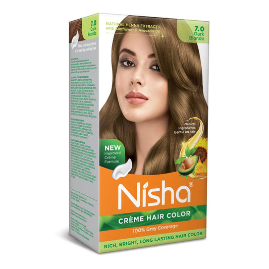 Nisha Creme Hair Color for Women and Men - Dark Blonde, 120gm, Long-lasting, 100% Grey Coverage Permanent Hair Colour-0